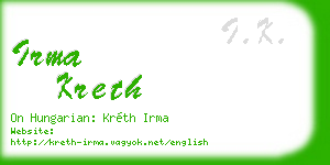 irma kreth business card